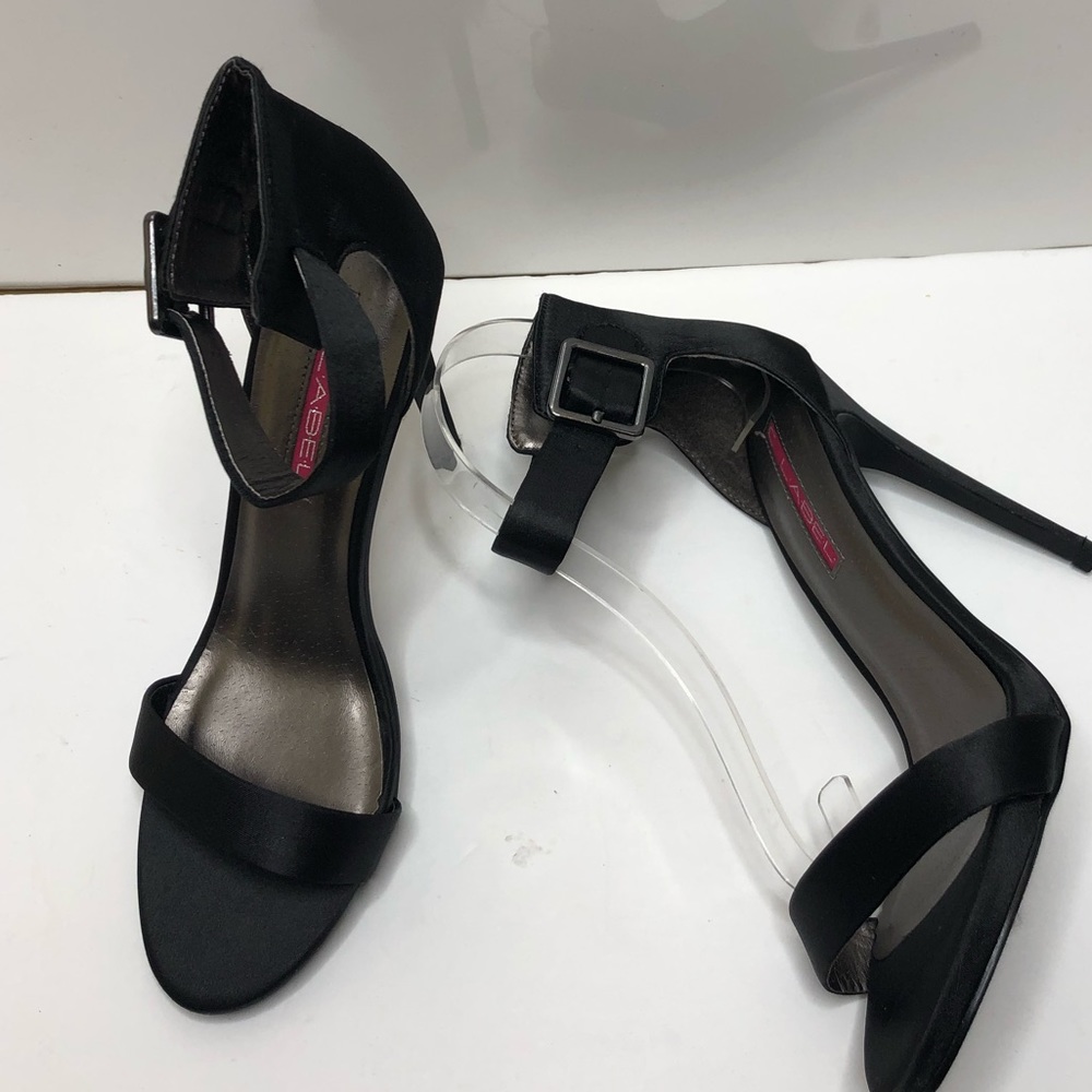 C Label Olive Black Satin Ankle Strap Heels - Picture 3 of 7